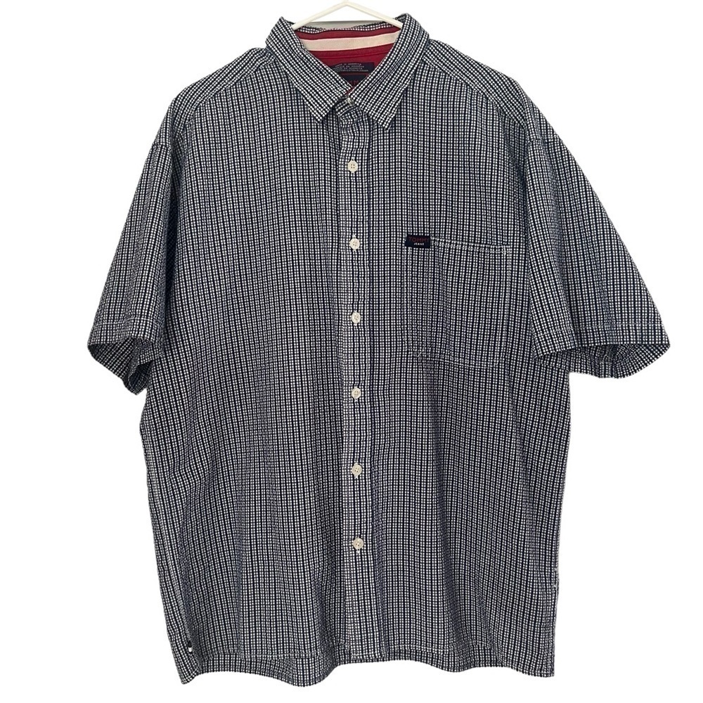 Tommy Hilfiger Tommy Jeans VTG Men L Blue White Chekerd Gingham Plaid Button Up